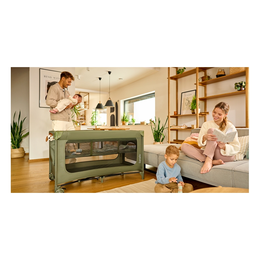 Lionelo - JASMIN EASY FOLD utazóágy, olíva zöld