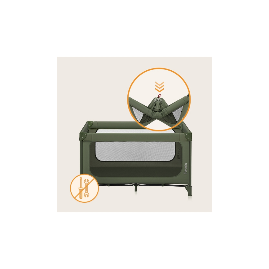 Lionelo - JASMIN EASY FOLD utazóágy, olíva zöld