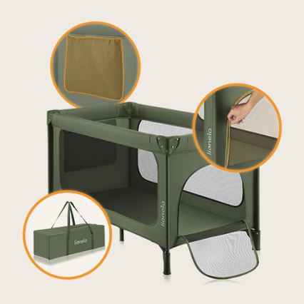 Lionelo - JASMIN EASY FOLD utazóágy, olíva zöld