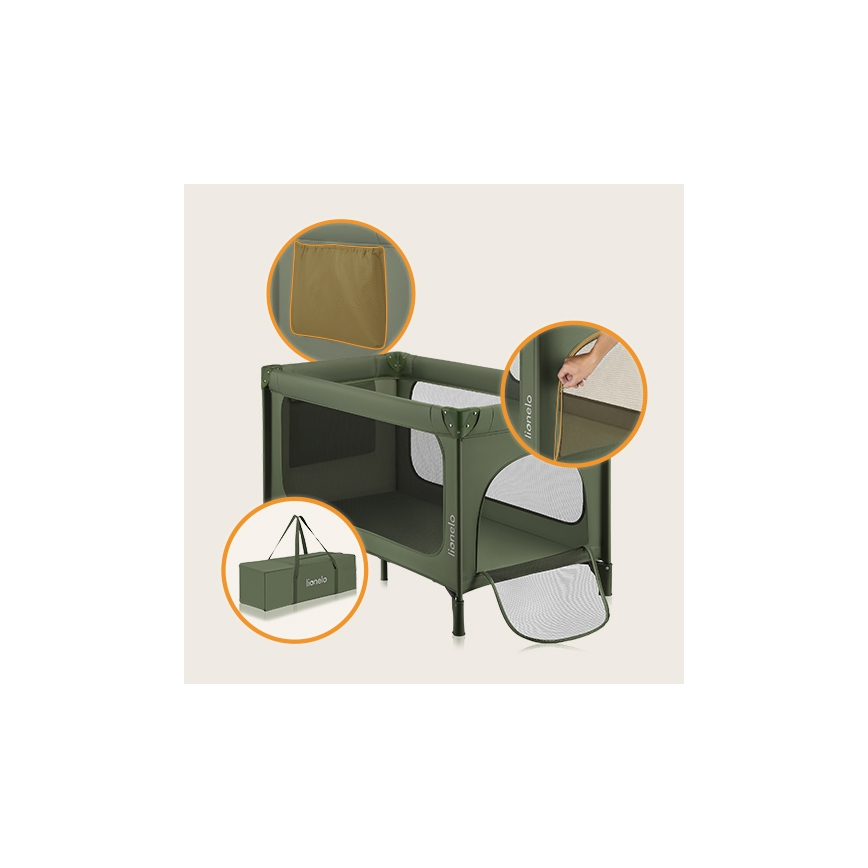 Lionelo - JASMIN EASY FOLD utazóágy, olíva zöld