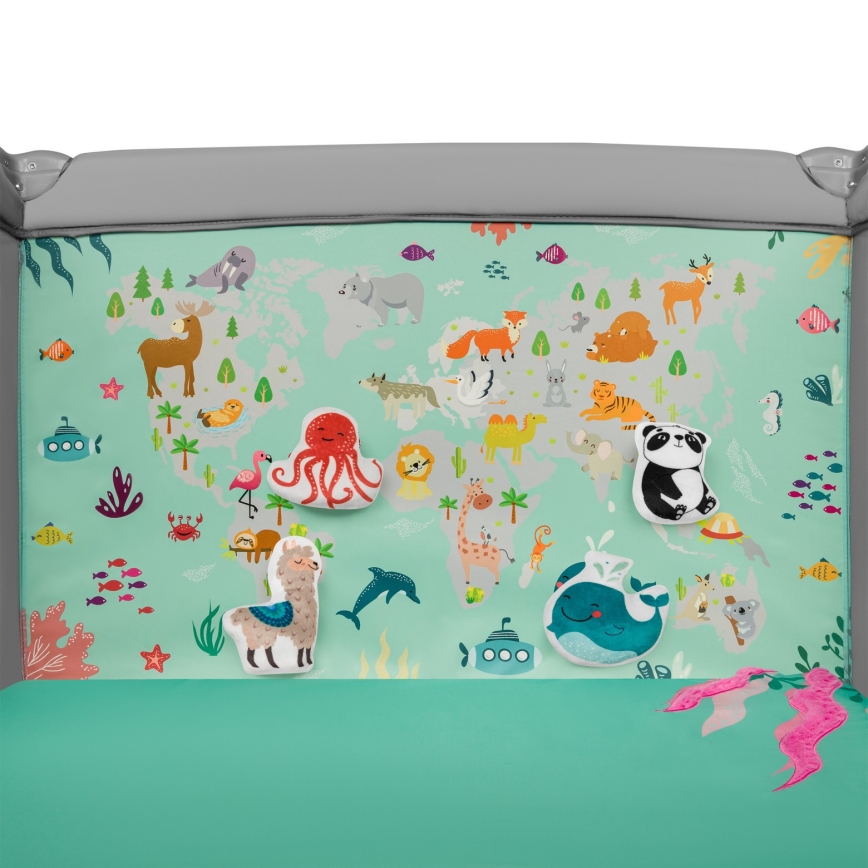 Lionelo - Játszókarám MILLE szürke-zöld