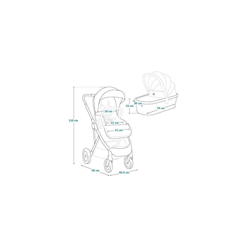 Lionelo - kombinált 2 az 1-ben AMBER PLUS babakocsi, homokszínű