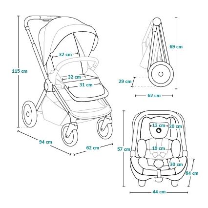 Lionelo - Kombinált 3 az 1-ben babakocsi LAYLA Green Forest
