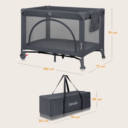 Lionelo - LAURA utazóágy Grey Concrete