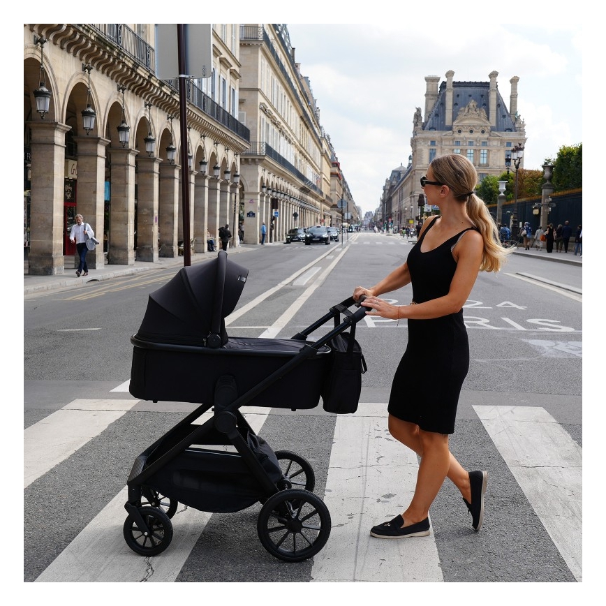 Lionelo - LAYLA kombinált, 2 az 1-ben babakocsi Fekete Onyx