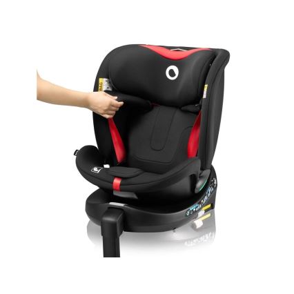 Lionelo - NAVY i-Size 40-150 cm forgatható autósülés talppal, fekete/piros