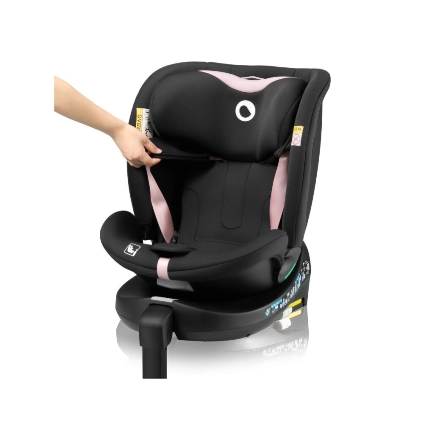 Lionelo - NAVY i-Size forgatható autósülés alappal 40-150 cm fekete/rózsaszín