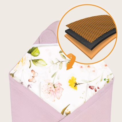 Lionelo - pólya autósüléshez TRAVEL SWADDLE 90x90 cm rózsaszín virágminta