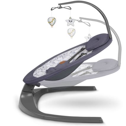 Lionelo - RALF dallamos baba hintaszék 4xAA szürke-fehér + távirányítóval