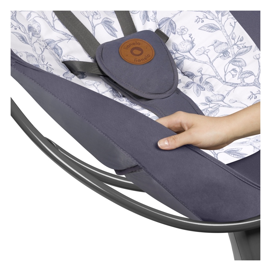 Lionelo - RALF dallamos baba hintaszék 4xAA szürke-fehér + távirányítóval