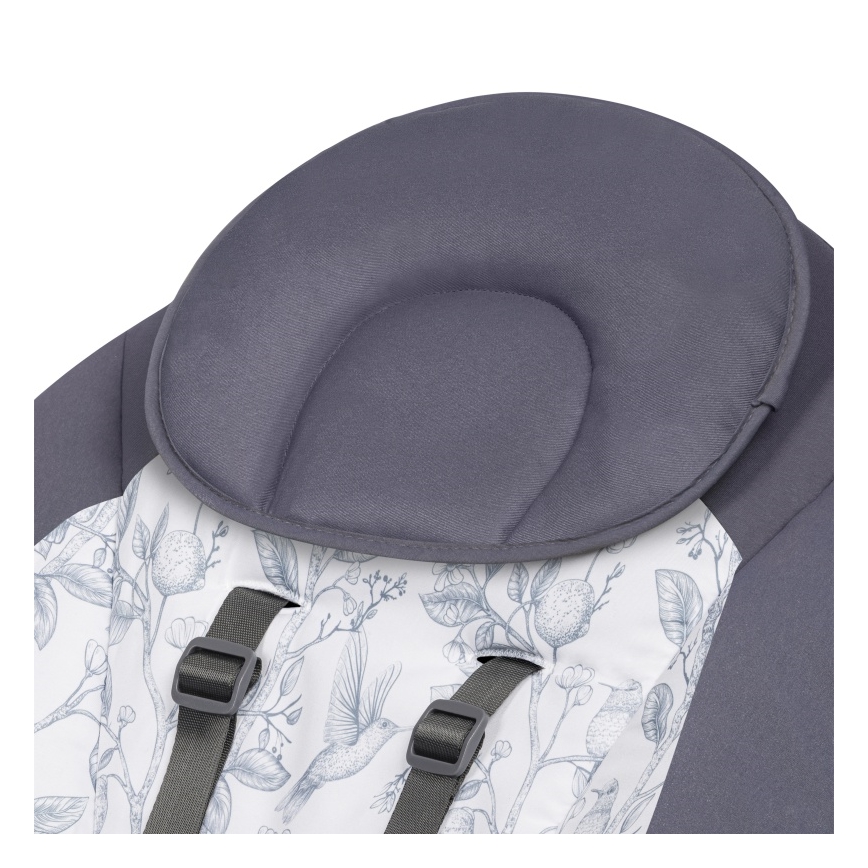 Lionelo - RALF dallamos baba hintaszék 4xAA szürke-fehér + távirányítóval