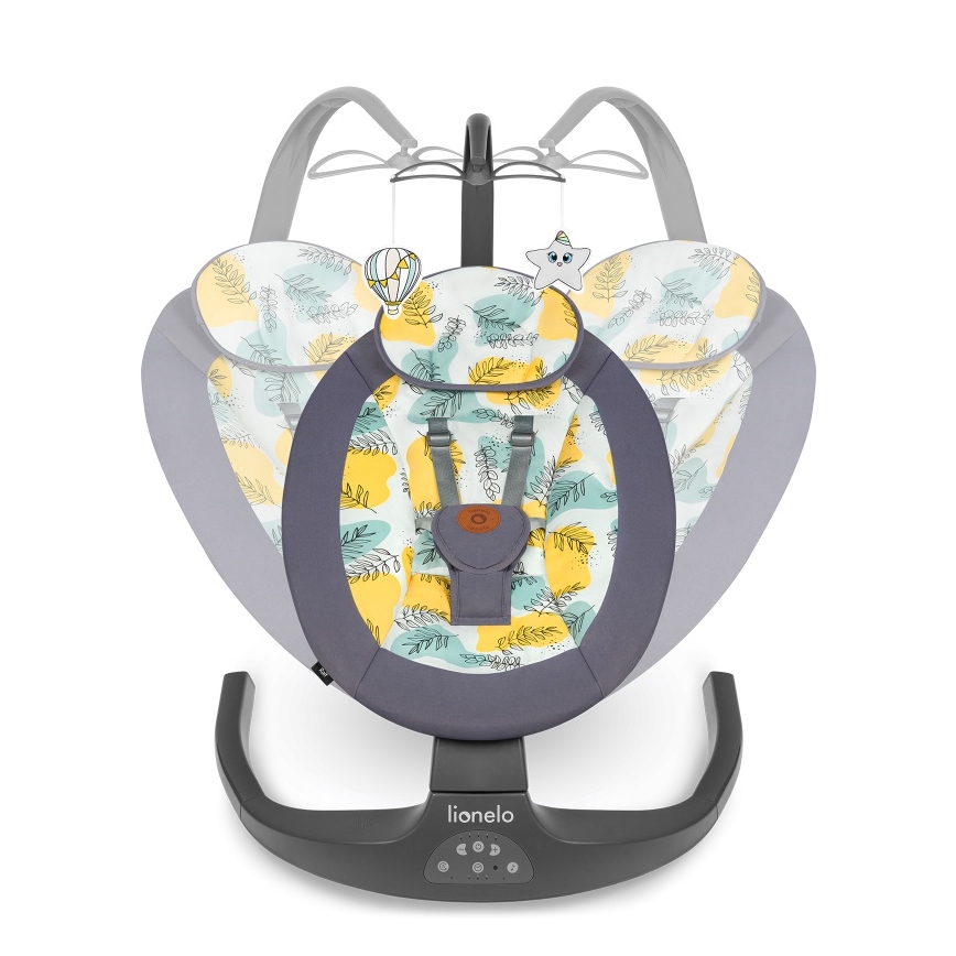 Lionelo - RALF dallamos baba ringató, 4xAA, betonszürke + távirányítóval