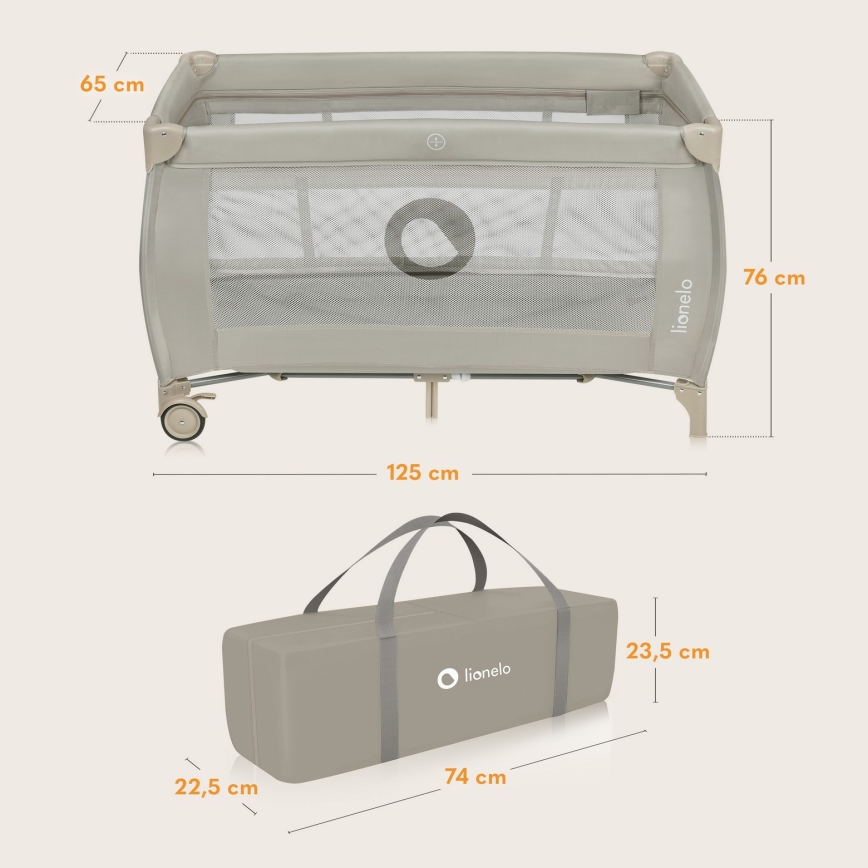 Lionelo - STEFI PLUS utazóágy, bézs cappuccino