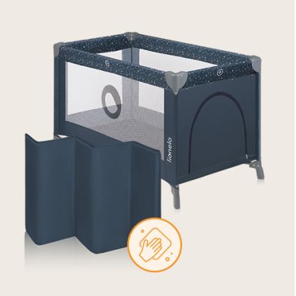 Lionelo - STEFI utazóágy, kék-szürke