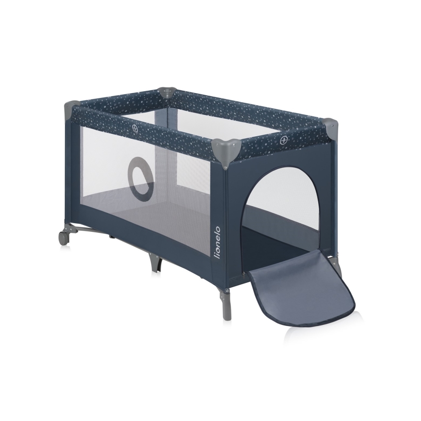 Lionelo - STEFI utazóágy, kék-szürke