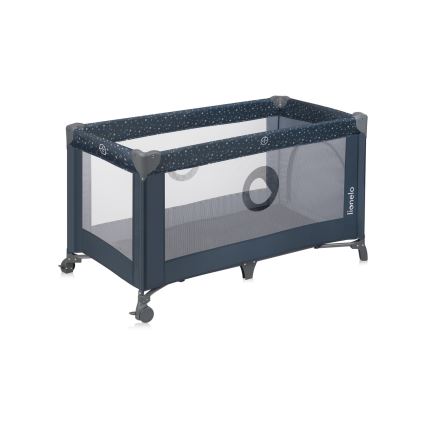 Lionelo - STEFI utazóágy, kék-szürke