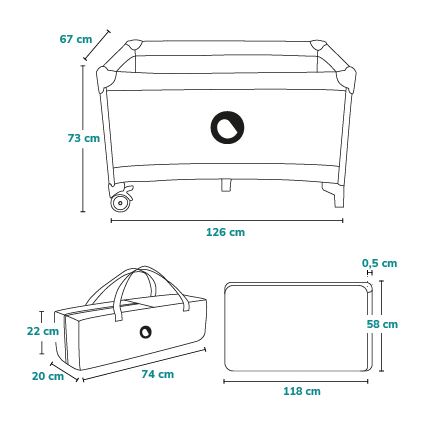 Lionelo - STEFI utazóágy, kék-szürke
