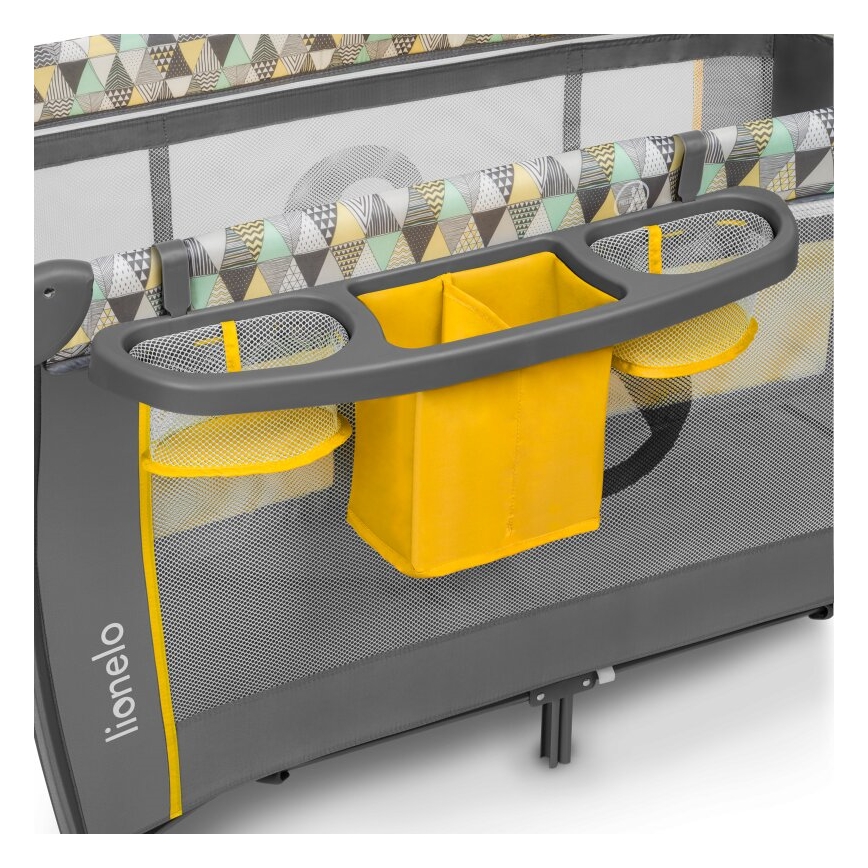 Lionelo - SVEN PLUS utazóágy, szürke/sárga