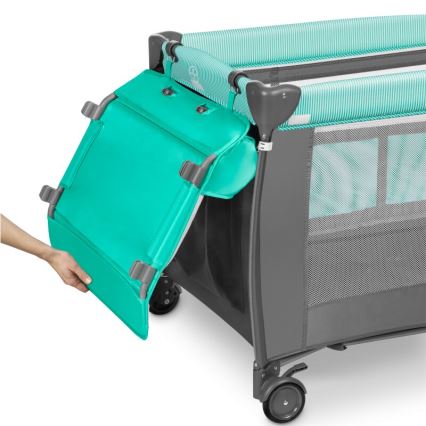 Lionelo - SVEN PLUS utazóágy szürke/türkiz