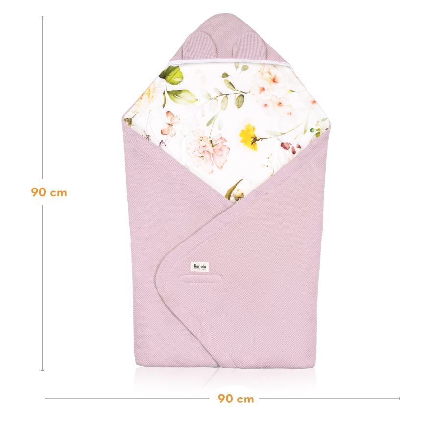 Lionelo - TRAVEL SWADDLE 90x90 cm autósülésbe való pólya Pink Flower