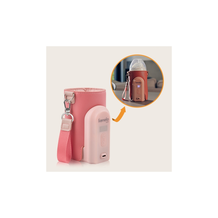 Lionelo - Újratölthető cumisüveg melegítő THERMUP GO EVO 18W/5V rózsaszín