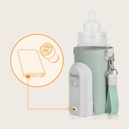 Lionelo - Újratölthető cumisüveg melegítő THERMUP GO EVO 18W/5V zöld/fehér
