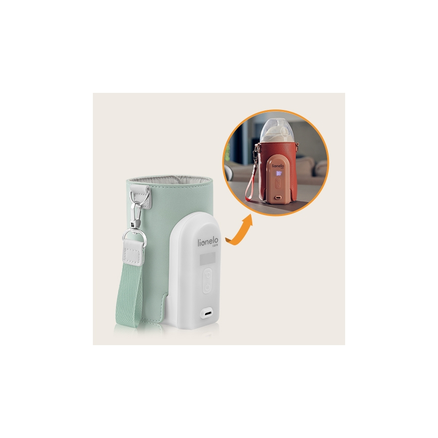 Lionelo - Újratölthető cumisüveg melegítő THERMUP GO EVO 18W/5V zöld/fehér