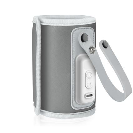 Lionelo - Újratölthető cumisüvegmelegítő THERMUP GO 18W/5V szürke-ezüst