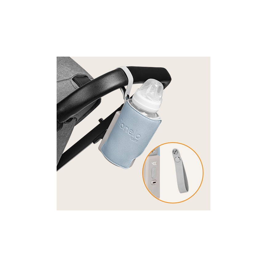 Lionelo - Újratölthető cumisüvegmelegítő THERMUP GO PLUS 10W/5V kék/szürke