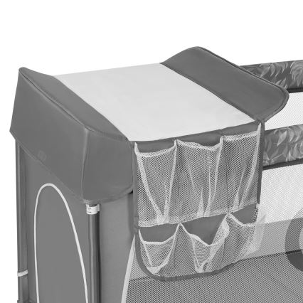 Lionelo - Utazóágy FLOWER Grey Stone