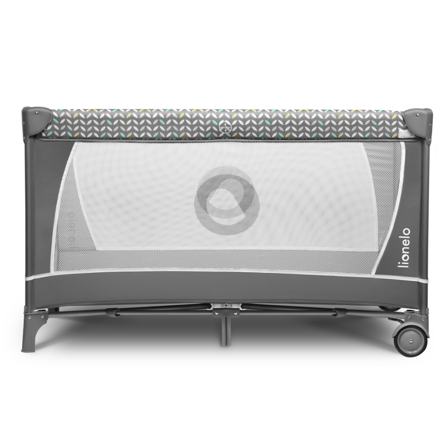 Lionelo - Utazóágy FLOWER, szürke, skandináv stílus