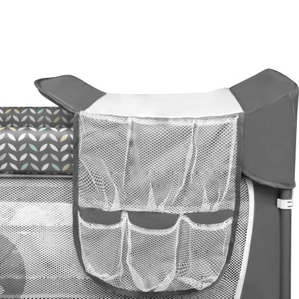 Lionelo - Utazóágy FLOWER, szürke, skandináv stílus