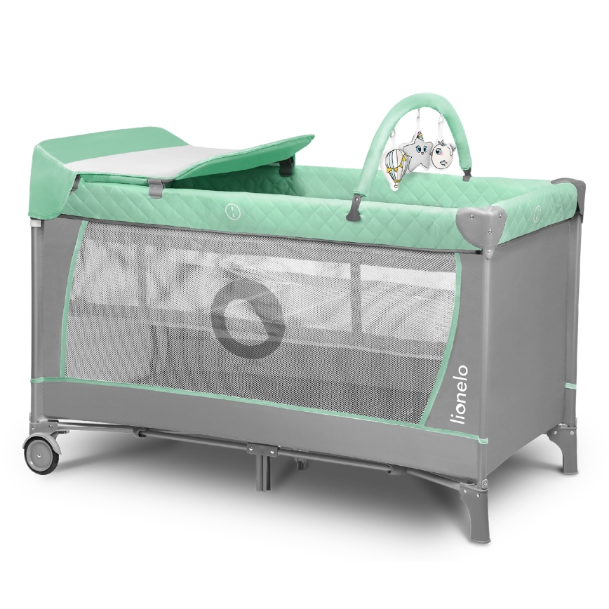 Lionelo - Utazóágy FLOWER türkiz