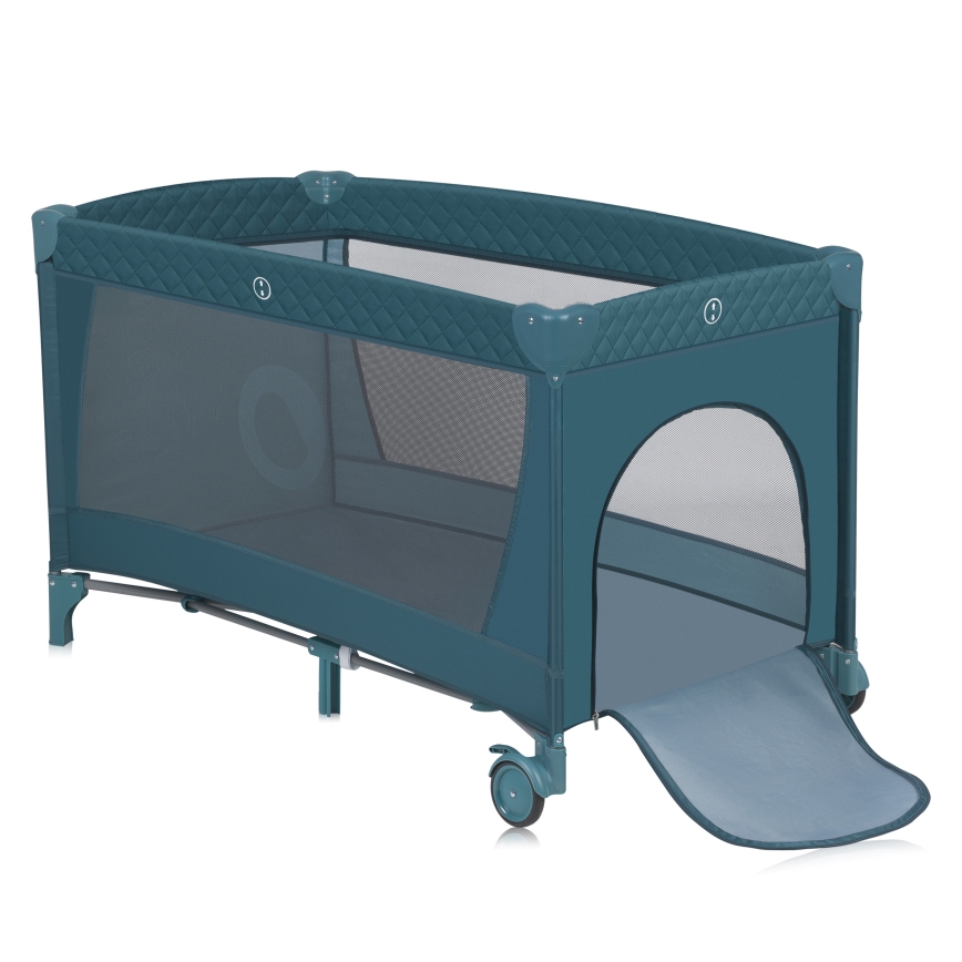 Lionelo - Utazóágy FLOWER türkiz-zöld