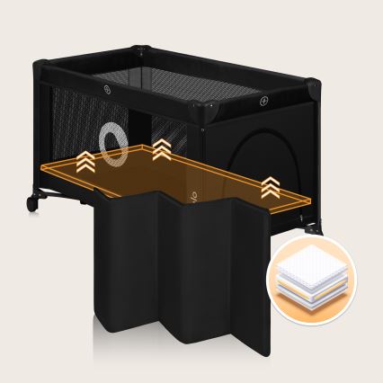 Lionelo - Utazóágy STEFI Black Carbon