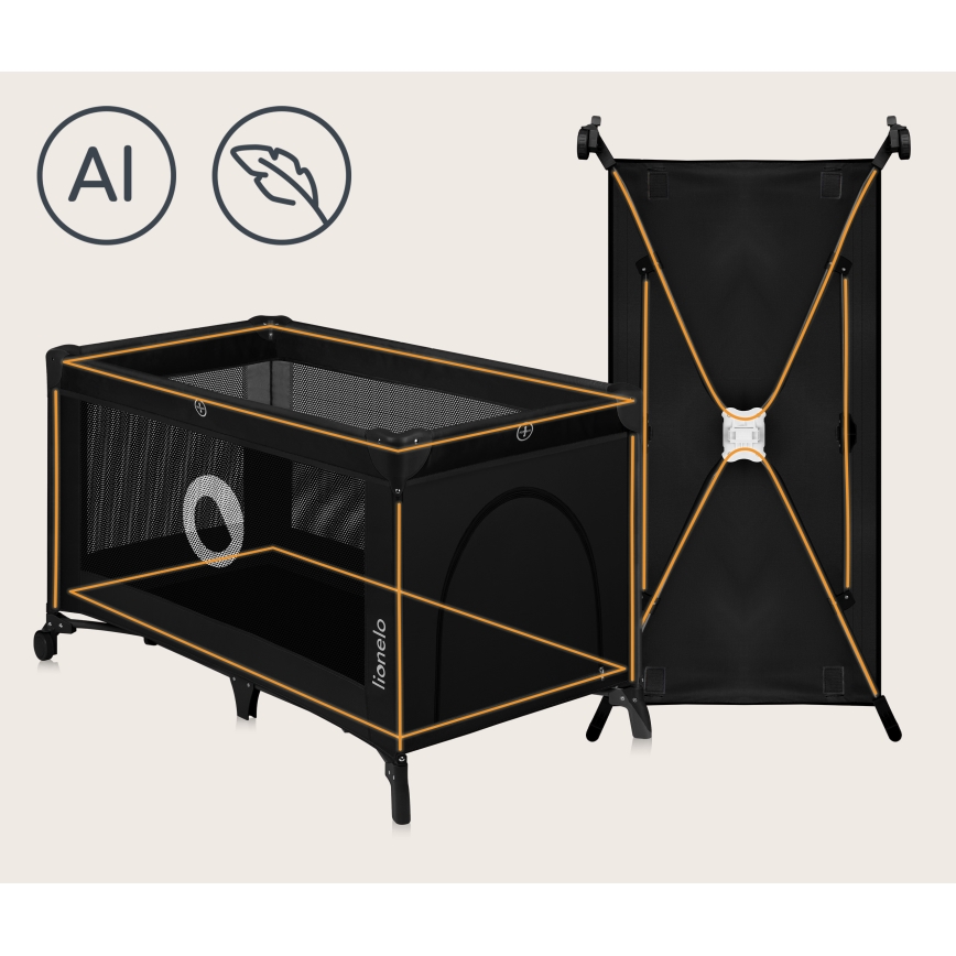 Lionelo - Utazóágy STEFI Black Carbon