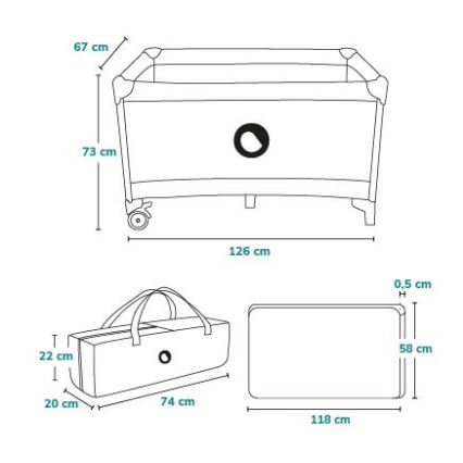 Lionelo - Utazóágy STEFI szürke/sárga