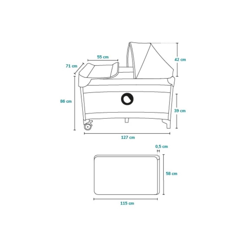 Lionelo - Utazóágy SVEN PLUS szürke
