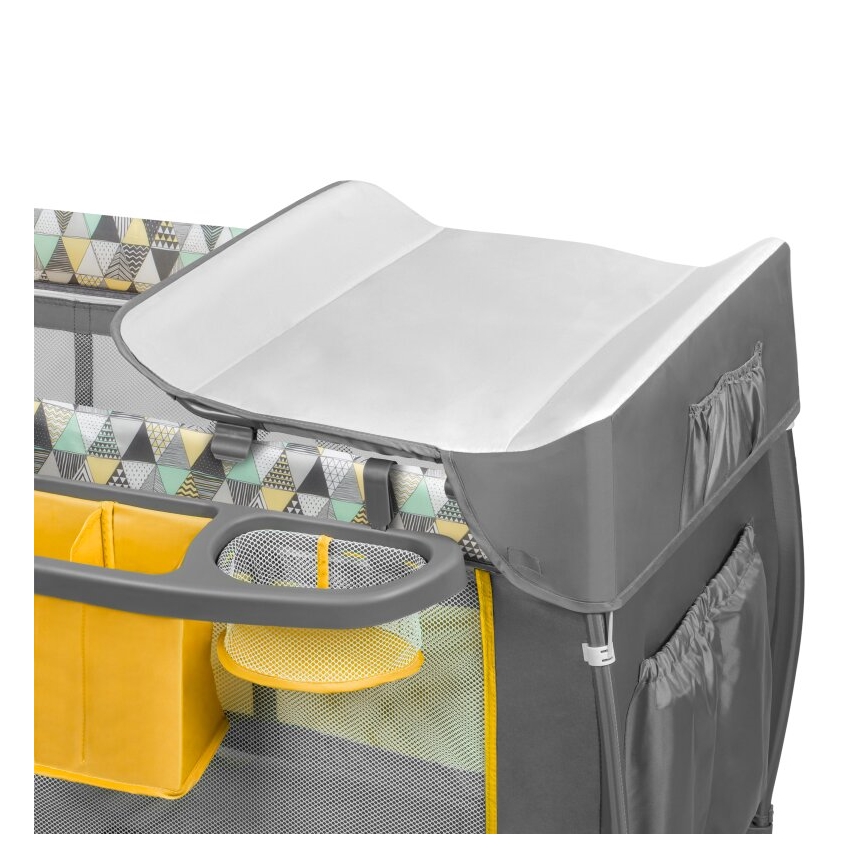 Lionelo - Utazóágy SVEN PLUS szürke/sárga