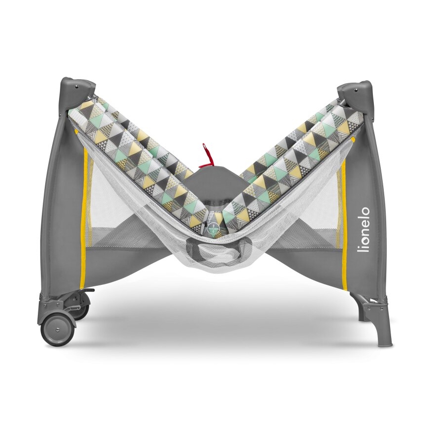 Lionelo - Utazóágy SVEN PLUS szürke/sárga