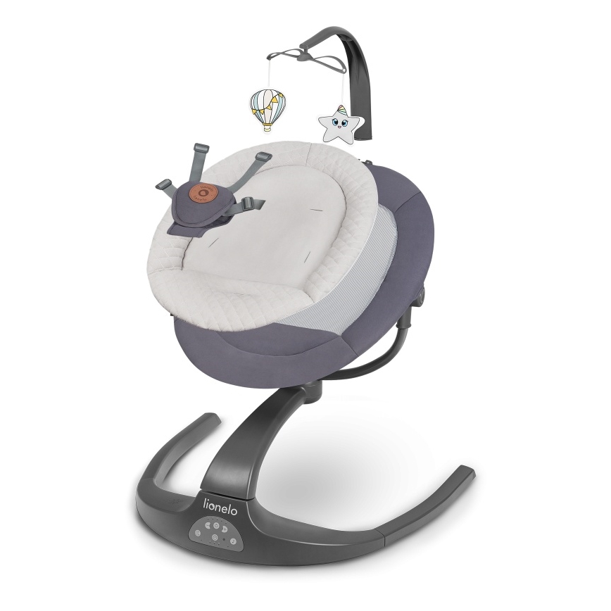 Lionelo - Zenélő babahinta RINA 4xAA Betonszürke + távirányító