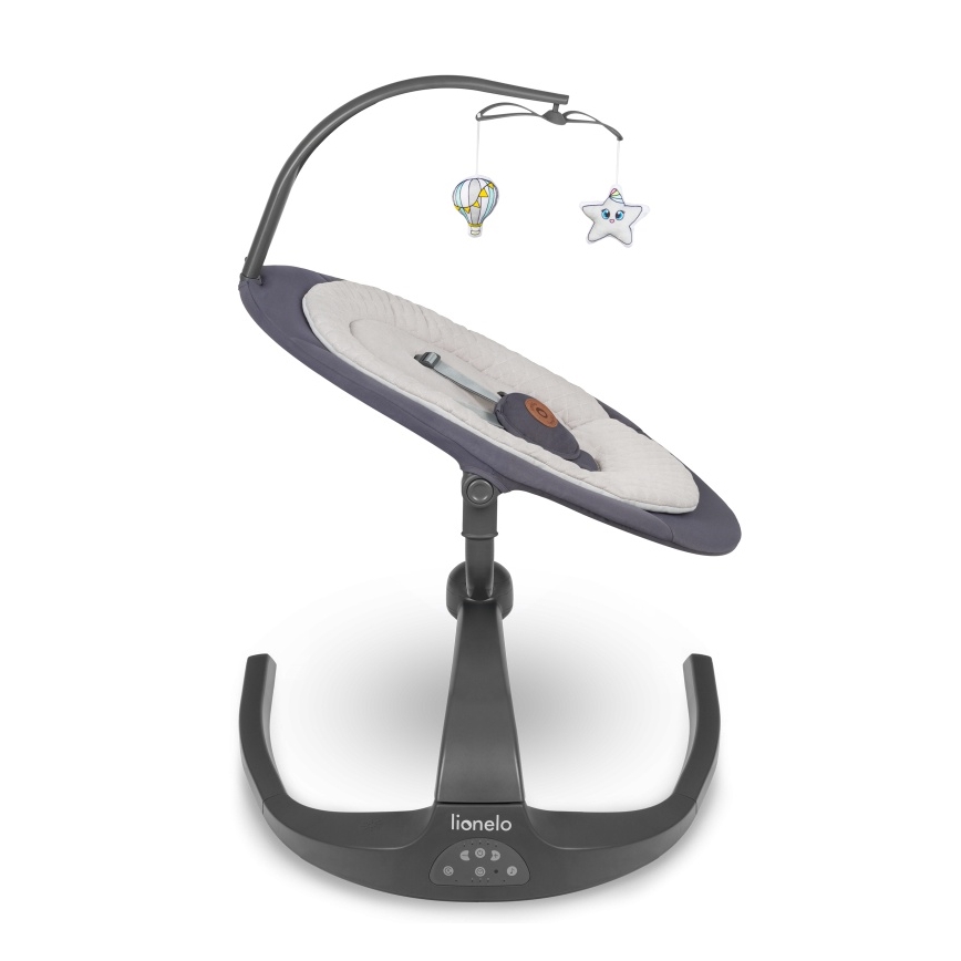 Lionelo - Zenélő babahinta RINA 4xAA Betonszürke + távirányító