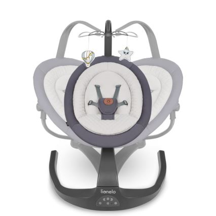 Lionelo - Zenélő babahinta RINA 4xAA Betonszürke + távirányító