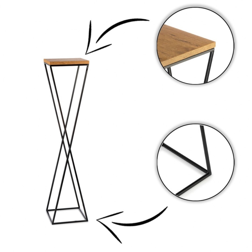 Virágállvány LOFT 100x24 cm fekete/barna