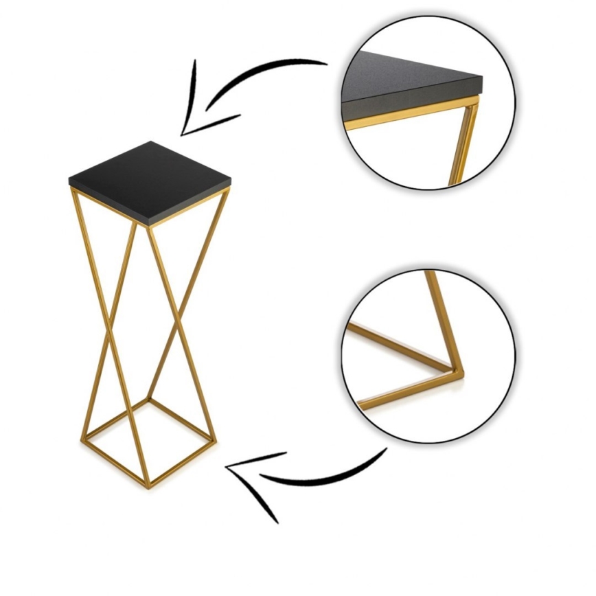 Virágállvány LOFT 70x24 cm arany/fekete