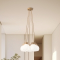 LOOMIS zsinóros csillár, 5×E27/15 W/230 V, 83 cm, bézs/tölgy