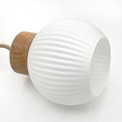 LOOMIS zsinóros csillár, 5×E27/15 W/230 V, 83 cm, bézs/tölgy