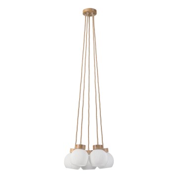 LOOMIS zsinóros csillár 5×E27/15W/230V, 130 cm — bézs/tölgy
