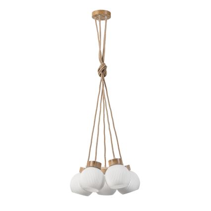 LOOMIS zsinóros csillár 5×E27/15W/230V, 130 cm — bézs/tölgy