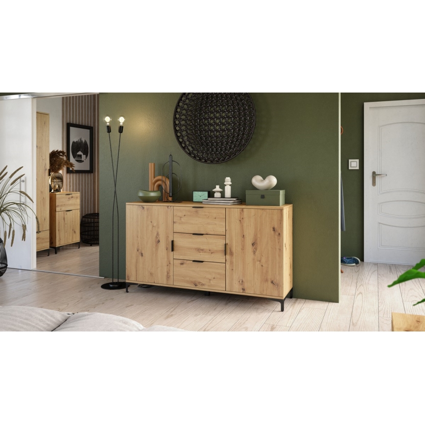 Fiókos és ajtós komód LORA artisan tölgy